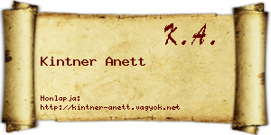 Kintner Anett névjegykártya